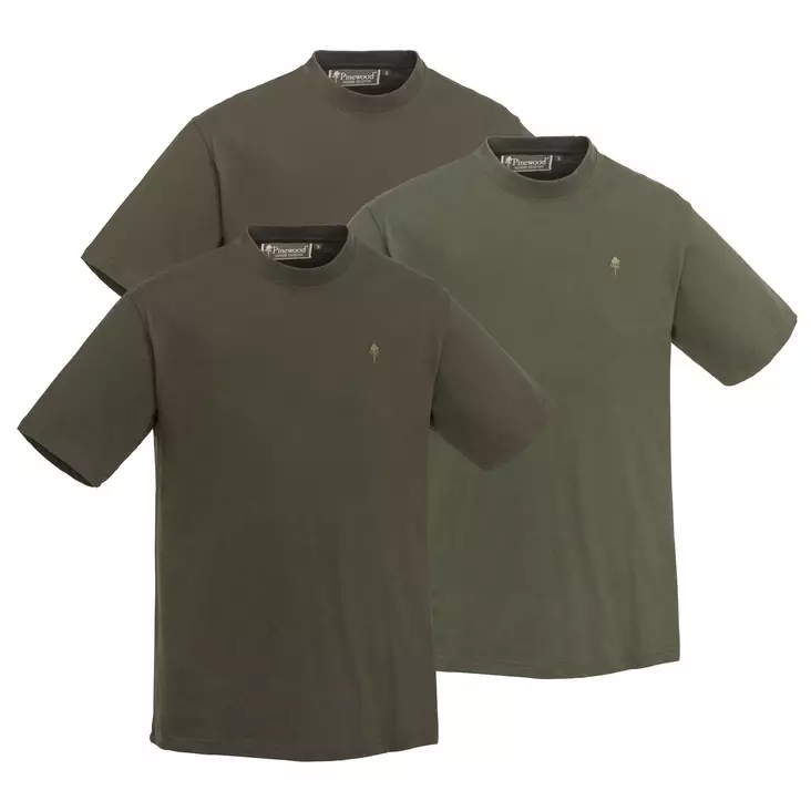 Pinewood 3-pack T-Paita Green/Brown/Khaki - Pitkähihaiset ulkoilupaidat - 1-54470720 - 1